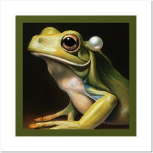 Frog With a Pearl Earring Posters and Art